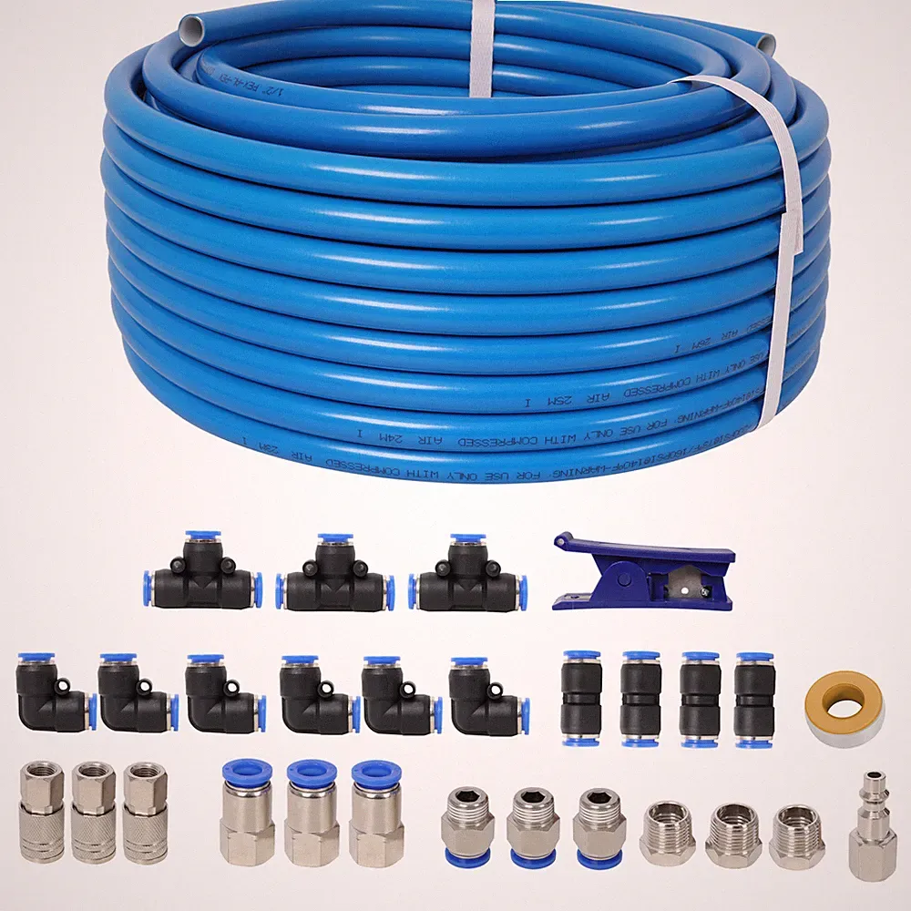 1/2 Inch OD×60 Feet PU Air Tube Kit Garage Air Compressor Accessories Kit Blue